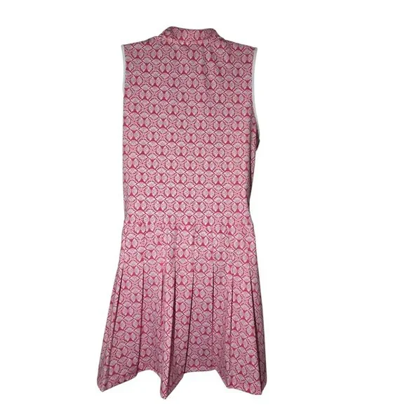 Sigrid Olsen Pink White Pleated Tennis Golf Mini Dress W Shorts Mandala M NWOT - Picture 3 of 11